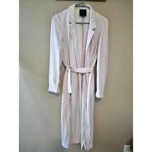 Dynamite Pale Pink Midi Duster Cardigan Collared Jacket w/ Belt